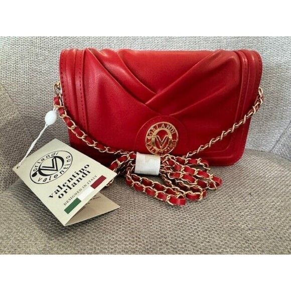 NWT Valentino Red Leather Chain Shoulder Bag - Picture 4 of 10
